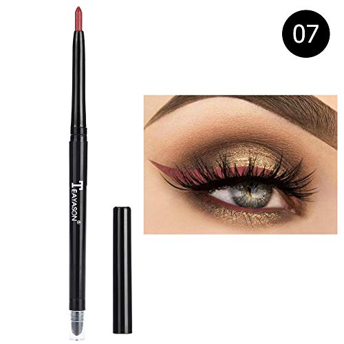 Wandisy Venta Loca TEAYASON 12 Colores Eyeshadow Eyeliner Pen Highlighter Lápiz Brillo Herramienta de Maquillaje Impermeable(Rojo Oscuro)