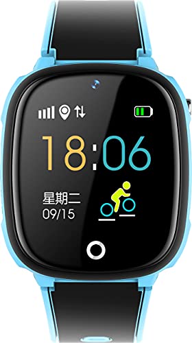 WAYNORER Teléfono con Reloj Inteligente para niños, rastreador GPS, Llamada de Voz de Alta definición, IP67 a Prueba de Agua, botón SOS, cámara, Despertador, Regalos para niños y niñas Blue