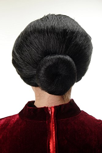 WIG ME UP- 69020-P103 Peluca señoras Carnaval Negro moño estricta institutriz Bailarina Abuela Hada