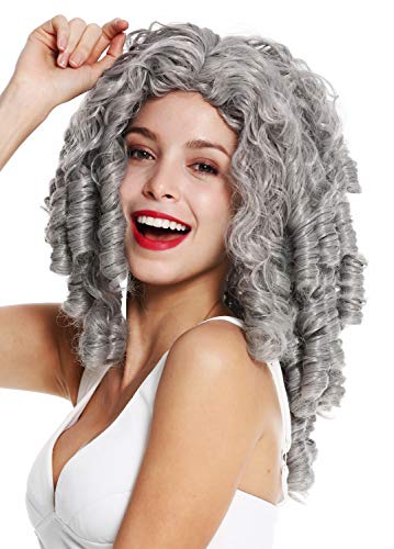 WIG ME UP- 91056-1-ZA68E Peluca Mujer Carnaval Halloween Barroco Rococó Biedermeier Gótico Lolita Cosplay rizos espirales Pelo Largo Gris