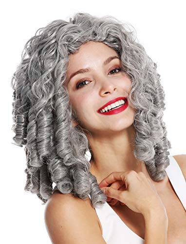 WIG ME UP- 91056-1-ZA68E Peluca Mujer Carnaval Halloween Barroco Rococó Biedermeier Gótico Lolita Cosplay rizos espirales Pelo Largo Gris