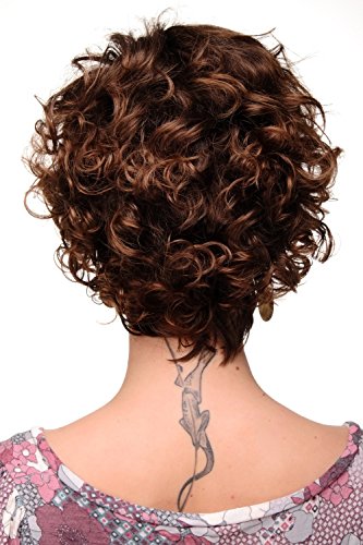 WIG ME UP - Peluca para mujeres corta voluminosa rizada rizos erizada mezcla castaña rojiza TYW60582-4T30