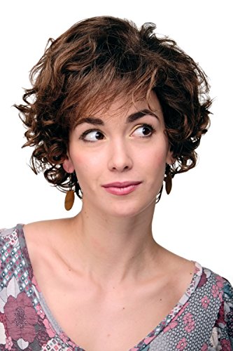 WIG ME UP - Peluca para mujeres corta voluminosa rizada rizos erizada mezcla castaña rojiza TYW60582-4T30