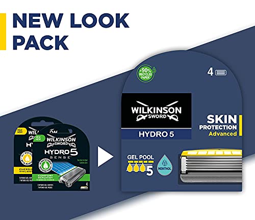 Wilkinson Sword - Maquinilla de Afeitar Hydro 5 Sense Energize + 8 Recambios de Cuchillas de Afeitar, Menta Energizante - Maquina de afeitar de 5 cuchillas con amortiguador Shock Absorb