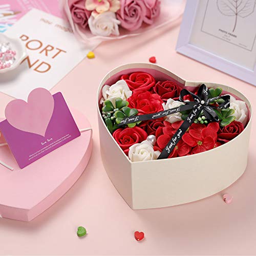 Wodasi Caja de Regalo de For de Jabón Rosa Artificial, Flor de Jabón Rosa Hecha a Mano con Caja de Regalo para Aniversario/Cumpleaños/Boda/Día De San Valentín/Día De La Madre(Rojo)