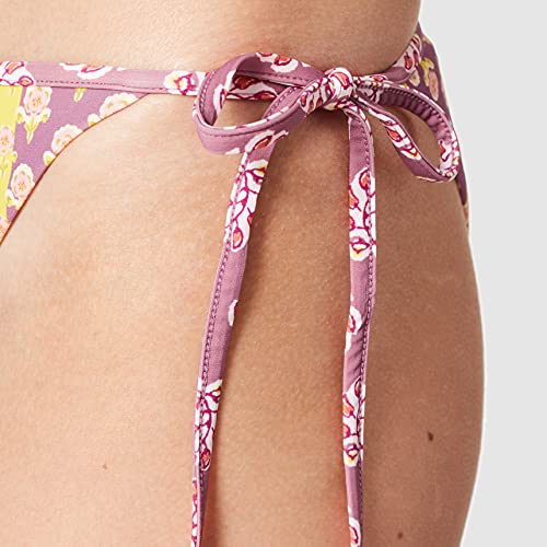 Women's Secret Parte Inferior de bikini reversible con dos estampados, lazadas laterales con abalorio Morado y Lila ,M para Mujer