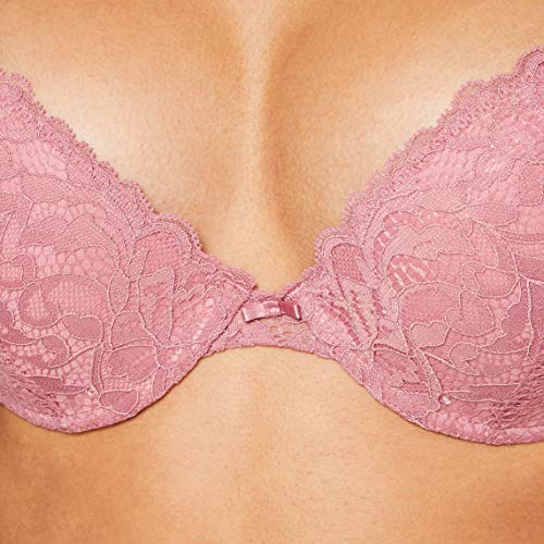 Women's Secret Sujetador push-up de encaje y estructura rosa ,80B para Mujer