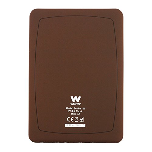 Woxter E-Book Scriba 195 Chocolate - Lector de libros electrónicos 6" (1024x758, E-Ink Pearl pantalla más blanca, EPUB, PDF) Micro SD, Guarda más de 4000 libros, Textura engomada, color chocolate