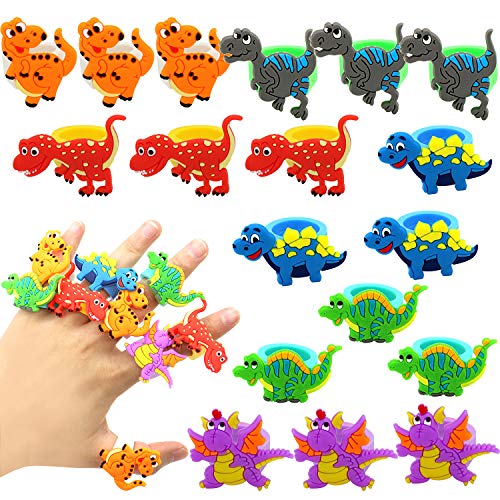 Wuree 72 PCs Dinosaur Party Favors Dinosaur Pulseras Anillos Llaveros Pegatinas Juguetes Premios Regalo Carnavales para niños Niños Fiesta de cumpleaños Artículos a Favor Goodie Bag Fillers