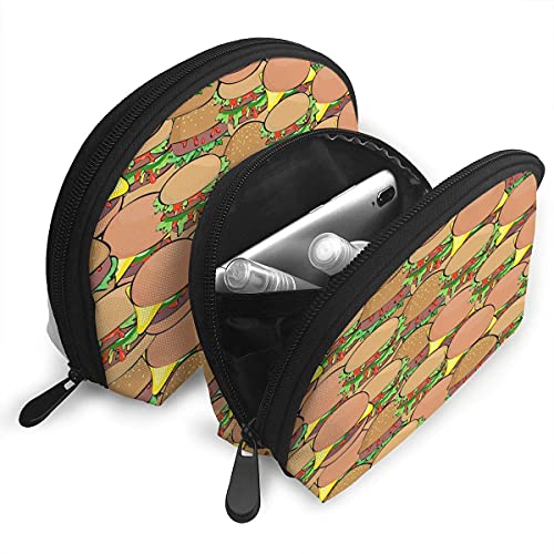 XCNGG Bolsa de almacenamiento Hamburguesa linda Gráficos sin costuras Bolso de maquillaje de viaje portátil Bolsas de almacenamiento organizadoras de artículos de tocador impermeables