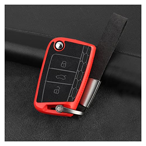 XUETING Xting - Funda para llave de coche, compatible con Volkswagen VW Golf 7 Mk7 Tiguan MK2 Polo Seat Ibiza 6J Leon 5F para MK3, Skoda Kodiaq Octavia 3 A7 2018 2019 (nombre del color: rojo)