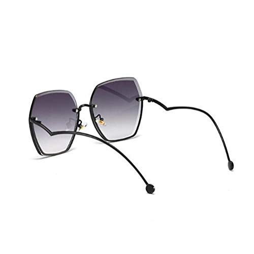 Xyl Gafas de Sol, Muchacha, Caja Grande Que Cubre su Cara, Gafas de Sol sin Montura Corte, gradiente de Marco Negro Gris Serie