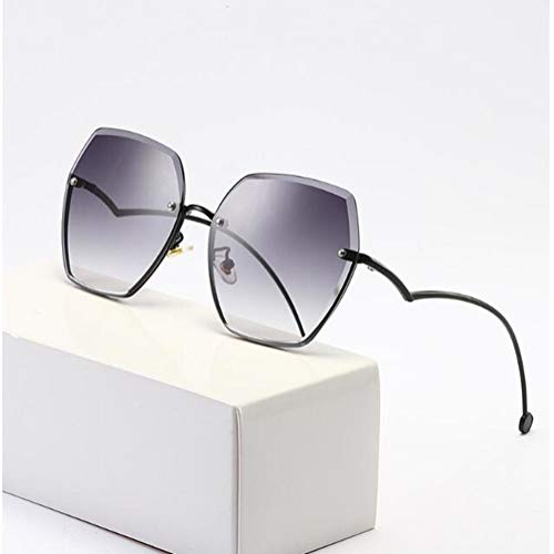 Xyl Gafas de Sol, Muchacha, Caja Grande Que Cubre su Cara, Gafas de Sol sin Montura Corte, gradiente de Marco Negro Gris Serie