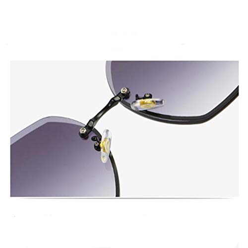 Xyl Gafas de Sol, Muchacha, Caja Grande Que Cubre su Cara, Gafas de Sol sin Montura Corte, gradiente de Marco Negro Gris Serie