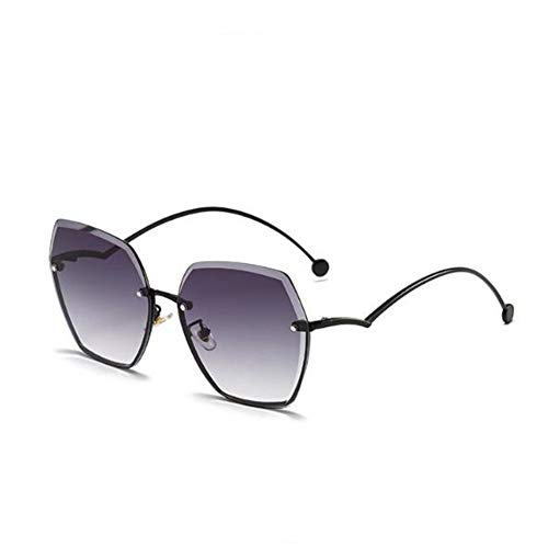 Xyl Gafas de Sol, Muchacha, Caja Grande Que Cubre su Cara, Gafas de Sol sin Montura Corte, gradiente de Marco Negro Gris Serie