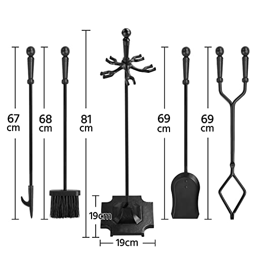 Yaheetech Juego para Chimeneas de Leña Set de 4 Herramientas para Chimenea Atizador Chimeneas de Leña