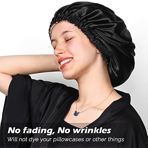 YANIBEST Gorro de Satén para Dormir Pelo Rizado Ajustable Doble Capa Sombrero Suave para Mujeres y Chicas