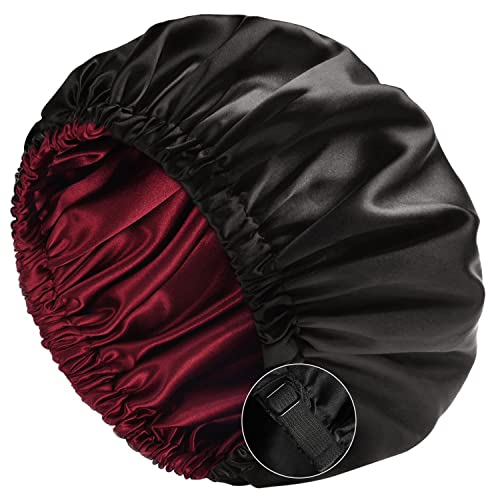 YANIBEST Gorro de Satén para Dormir Pelo Rizado Ajustable Doble Capa Sombrero Suave para Mujeres y Chicas