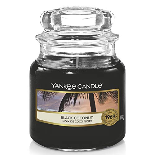 Yankee Candle Black Coconut Vela Aromática en Frasco Pequeño, Negro, 104g