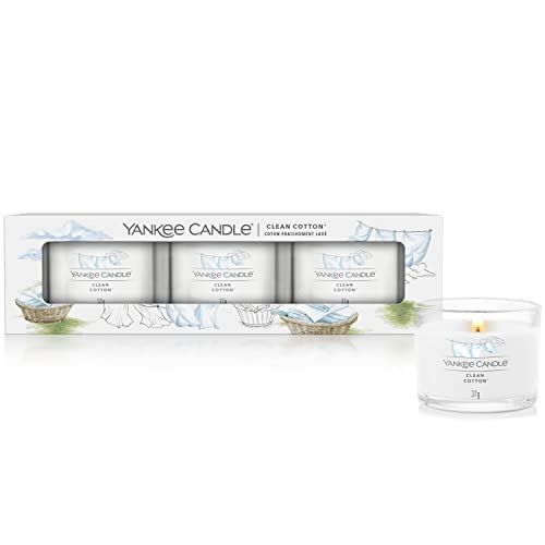 Yankee Candle Juego de velas perfumadas de regalo | Velas votivas rellenas de algodón limpio | Mezcla de cera de mezcla de soja | 3 unidades, talla única, 1701402E