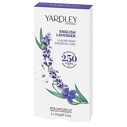 Yardley Londres Inglés Lavanda Jabón de lujo de 3 x 100 g, paquete de 3