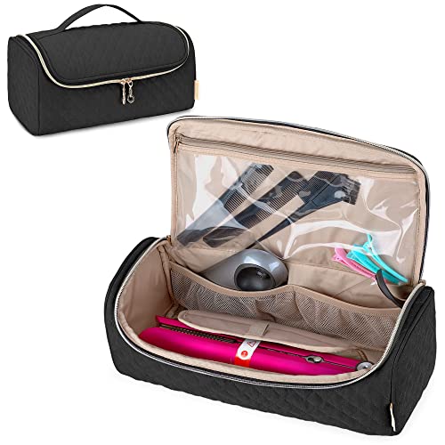 Yarwo Bolsa para Plancha de Pelo, Estuche de Viaje Compatible con Planchas para el Pelo Corrale, Bolsa para Cepillo Eléctrico Alisador de Pelo y Accesorios, Negro, (DISEÑO Patentado)