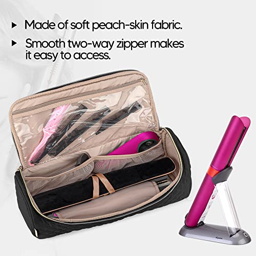 Yarwo Bolsa para Plancha de Pelo, Estuche de Viaje Compatible con Planchas para el Pelo Corrale, Bolsa para Cepillo Eléctrico Alisador de Pelo y Accesorios, Negro, (DISEÑO Patentado)