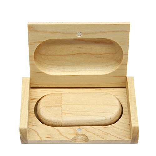 Yaxiny. Unidad Flash USB 2.0 de madera de arce. Memoria USB con caja de madera (2.0 GB)