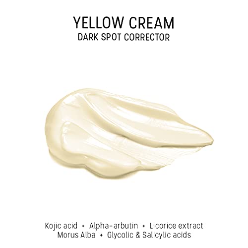 Yellow Cream - Iluminadora del tono de la piel - Crema facial aclarante para tono irregular de la piel - Antipigmentación - Contiene ácido kójico, arbutina, regaliz, glicólico y salicílico - 15ml