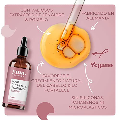 yma Suero para el crecimiento y fortalecimiento del cabello de yma, promueve el crecimiento del cabello, libre de silicona y parabenos, vegano, fabricado en Alemania, 90 ml