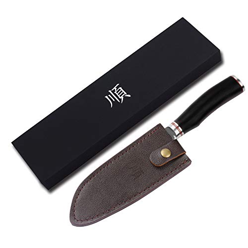 YOUSUNLONG SL-DK1097B - Cuchillo Profesional japonés Santoku de 7 Pulgadas. Hecho con Acero VG10 de 67 Capas de Alto Carbono Damasco y Mango ébano.