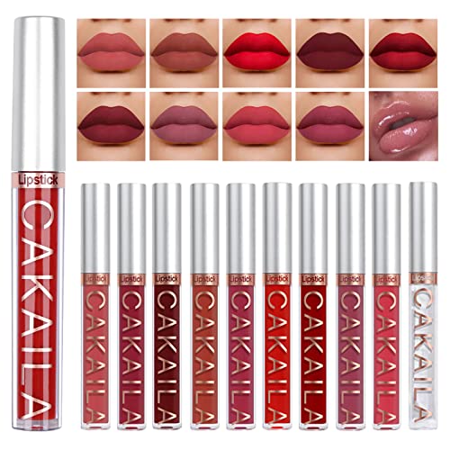 Yuccer 10 PCS Pintalabios Mate Larga Duracion 9 Colores Lápiz Labial Líquido Mate con 1 PCS Brillo Labial Hidratante Impermeable Maquillaje Regalos Para Mujer