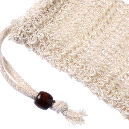 YUEMING 5 Piezas Bolsa de Jabón, Bolsas de Jabón de Sisal Natural Orgánico, Saco de Jabón con Cuerda para Ducha Espumar y Secar Jabones, Exfoliación, Masaje