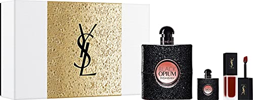 Yves saint laurent black opium eau de parfum 90ml + mini rouge a levres + mini mascara + pouch