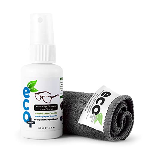 Zamaz Plc 4P-Q4B0-Kiml Ecomoist - Limpiador Óptico para Lentes Naturales, 50 Ml, Microfibra, Respetuoso con El Medio Ambiente, Gafas de Lectura, No Daña El Revestimiento de La Lente de Cristal Blanco