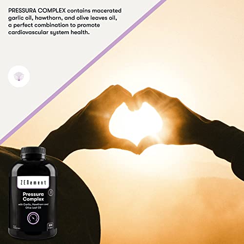 Zenement | Pressura Complex, con Aceite de Ajo, Espino Blanco y Hojas de Olivo, 300 Softgels | Para la Tensión y la Salud Cardiovascular | 100% Ingredientes Naturales, Sin Aditivos, Libre de Soja