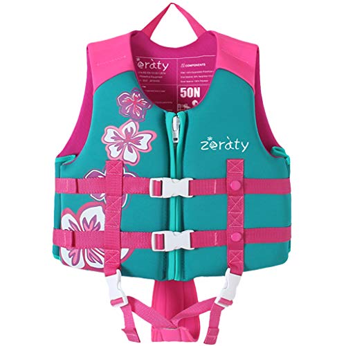 Zeraty Kids Chaleco Ayuda de natación para niños pequeños con Correa de Seguridad Ajustable Edad 1-9 años / 22-50 lbs/Rose