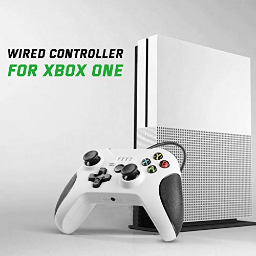 Zexrow Mando Xbox One con Cable, Gamepad con Cable USB, Con Función de Vibración Dual, Diseño Ergonómico, Compatible con Xbox One / X / S / Elite y Windows7/8/10(Blanco)