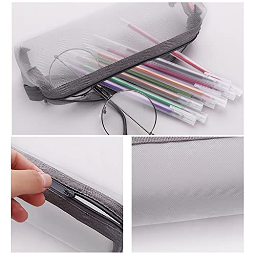 ZHINTE Estuche Estuche portátil Transparente para bolígrafos Negro/Gris/Blanco con Cremallera Bolsa organizadora de lápices de Malla Estuche cosmético portátil para Oficina y Escuela