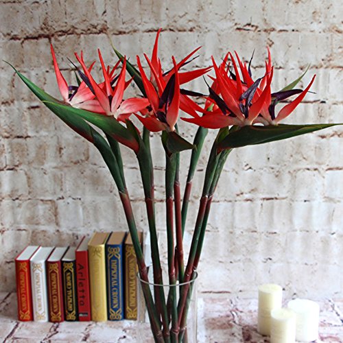 ZHOUBAA Flor Artificial Ave del Paraíso Planta Falsa Seda Strelitzia Reginae Decoración para El Hogar Flores Artificiales para Decoración Naranja