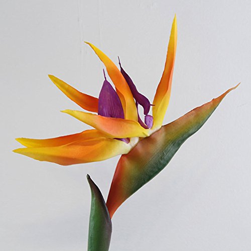 ZHOUBAA Flor Artificial Ave del Paraíso Planta Falsa Seda Strelitzia Reginae Decoración para El Hogar Flores Artificiales para Decoración Naranja