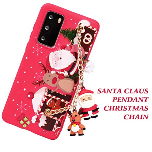 ZhuoFan Navidad Funda para Huawei P30 Lite New Edition / P30 Lite Cárcasa Silicona con Dibujos 3D Muñecas Navidad Diseño Ultrafina Suave TPU Antigolpes de Protector Piel Pulsera Case, Rojo