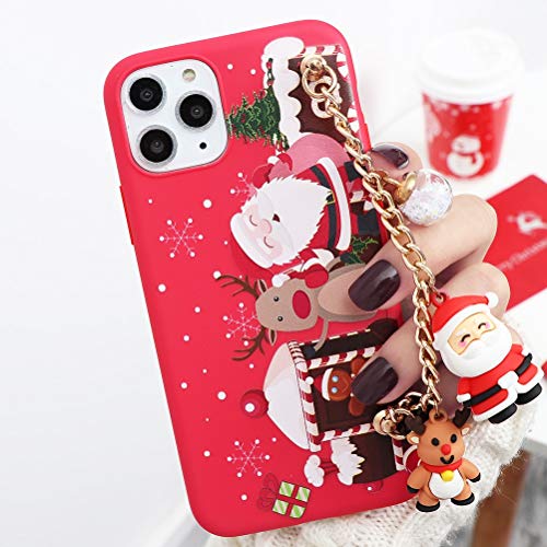 ZhuoFan Navidad Funda para iPhone 11 Cárcasa Silicona con Dibujos 3D Muñecas Navidad Diseño Ultrafina Suave TPU Antigolpes de Protector Piel Pulsera Case para Apple iPhone 11, Rojo