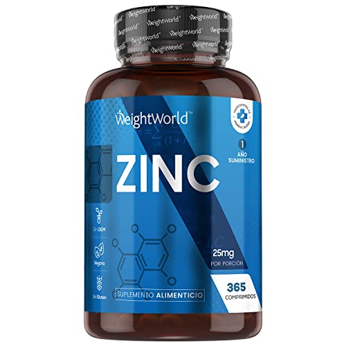 Zinc 25mg Vegano 365 Comprimidos, 1 Año de Suministro - Gluconato de Zinc Oligoelemento Esencial de Alta Biodisponibilidad, Contribuye al Funcionamiento Normal Sistema Inmunológico, del Cabello y Piel