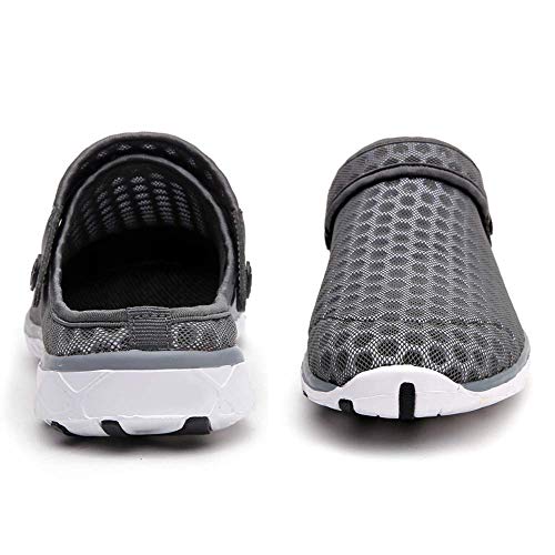 Zuecos de Verano para Unisex Adulto Playa de Sandalias Antideslizante Respirable Piscina Ahueca Zapatillas Chanclas Slippers Gris Oscuro 42