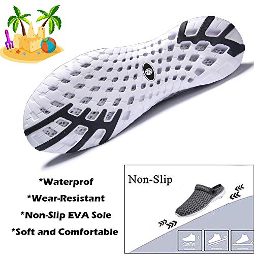 Zuecos de Verano para Unisex Adulto Playa de Sandalias Antideslizante Respirable Piscina Ahueca Zapatillas Chanclas Slippers Gris Oscuro 42