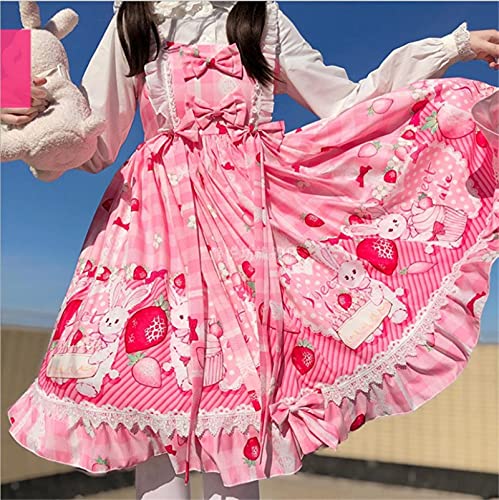 ZYONG Verano jsk Dulce Fresa Vestido Lolita Rosa niña Lolita op