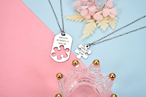 Zysta 2 piezas Collar Puzzle de acero inoxidable grabado The Love Between us Will be Forever And Ever" Regalo joyas para pareja o ella