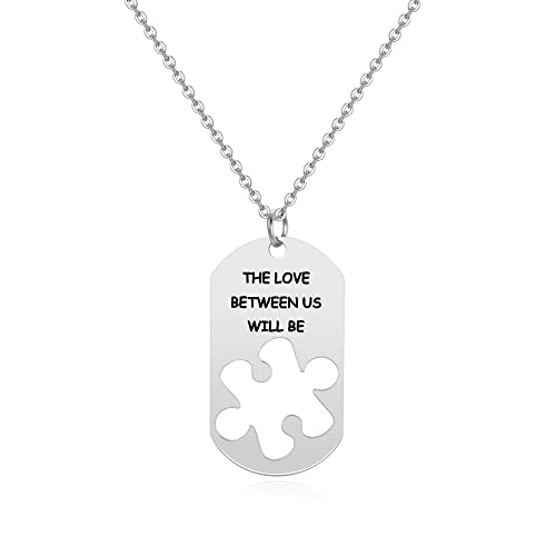 Zysta 2 piezas Collar Puzzle de acero inoxidable grabado The Love Between us Will be Forever And Ever" Regalo joyas para pareja o ella