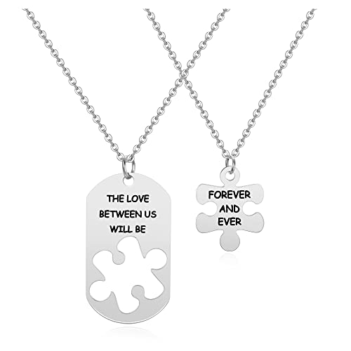 Zysta 2 piezas Collar Puzzle de acero inoxidable grabado The Love Between us Will be Forever And Ever" Regalo joyas para pareja o ella